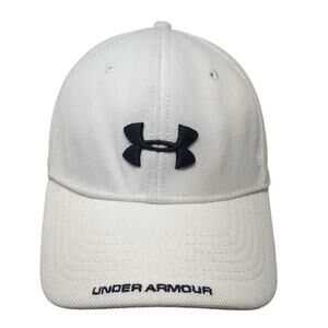 Under Armour Fitted Baseball Cap White Large Lightweight Embroidered Polyester